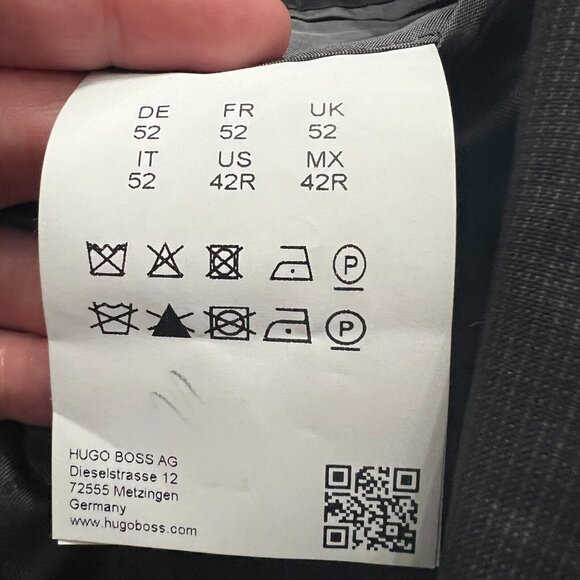 Hugo Boss Sport Coat Blazer Jacket Mens 42R Two Button Black Gray Super 100 Wool - Picture 15 of 16